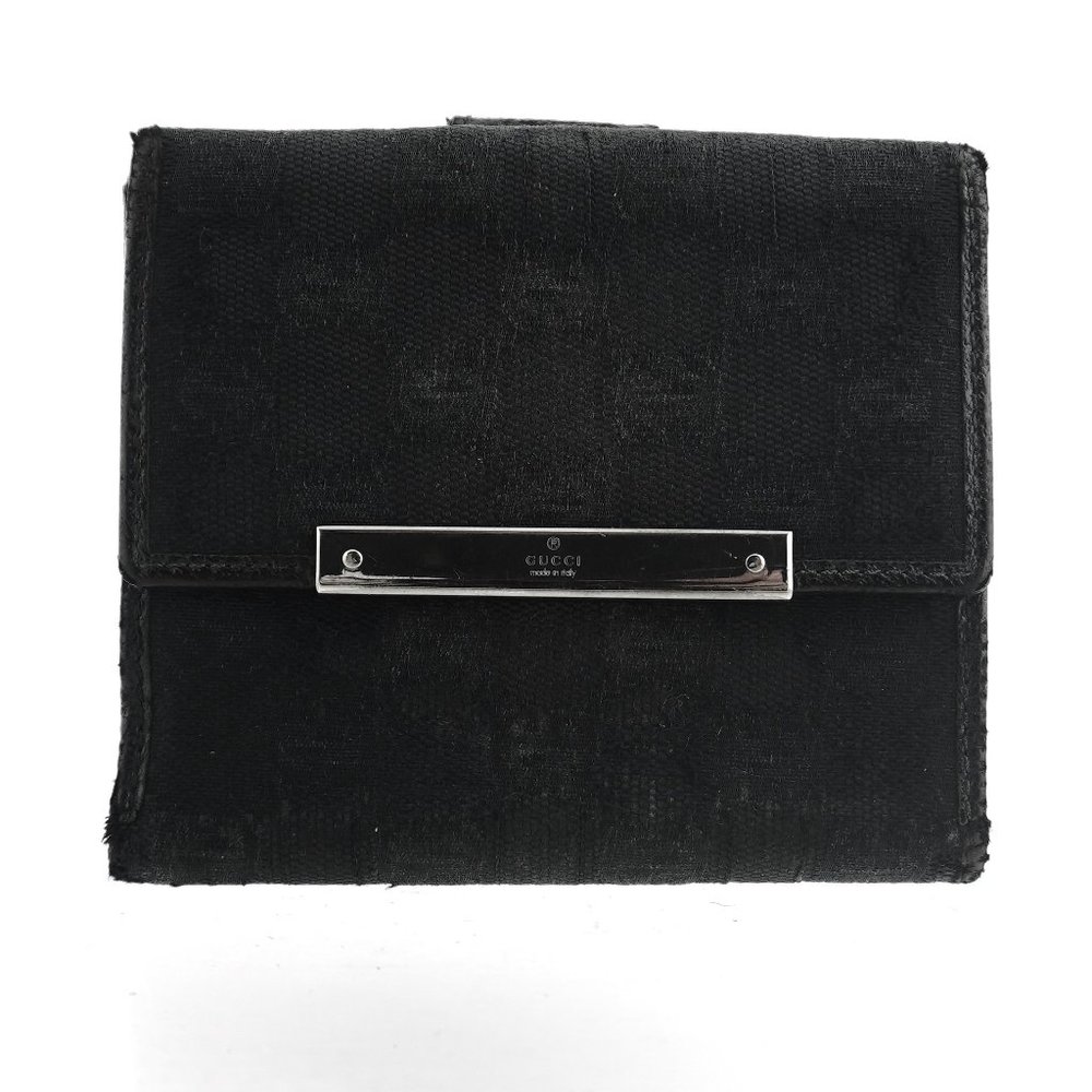 Authentic Gucci GG Monogram Canvas and Leather Compact Clutch Wallet Italy